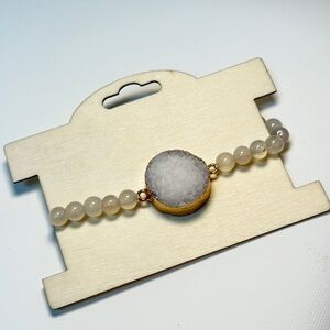 Handmade natural gemstone and seed beads bracelet